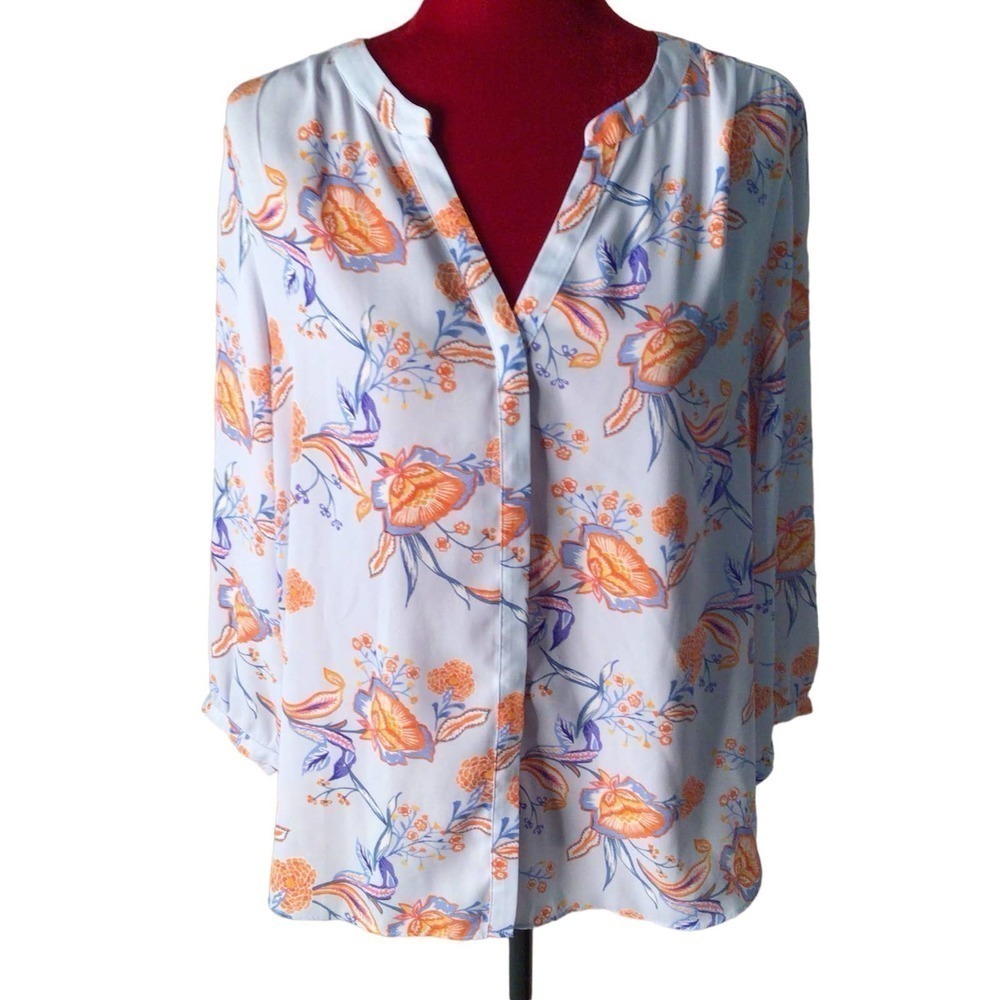 New NYDJ Tunic Pintuck‎ Blouse sz Large